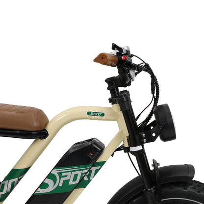 OneSport W66 Retro Moped Style 48V 250W 20×4.0" Fat Tires Full Suspension E-Bike