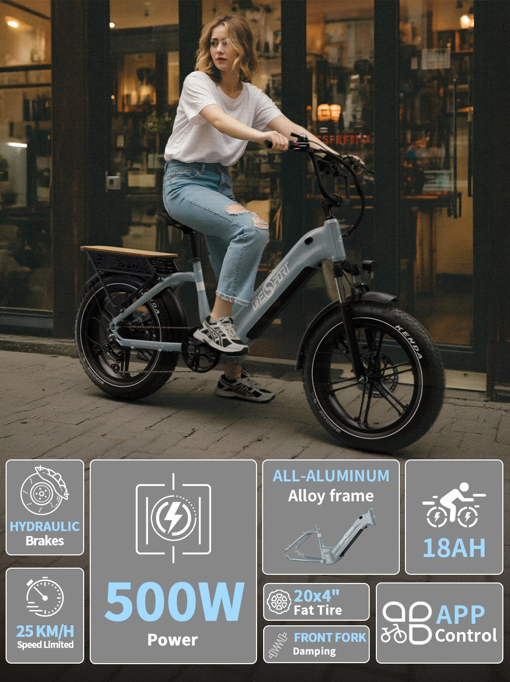 Onesport OT08 Hydraulic Brakes & 20×4.0" Fat Tyres E-Bike