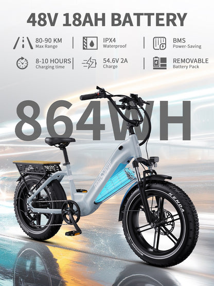 Onesport OT08 Hydraulic Brakes & 20×4.0" Fat Tyres E-Bike
