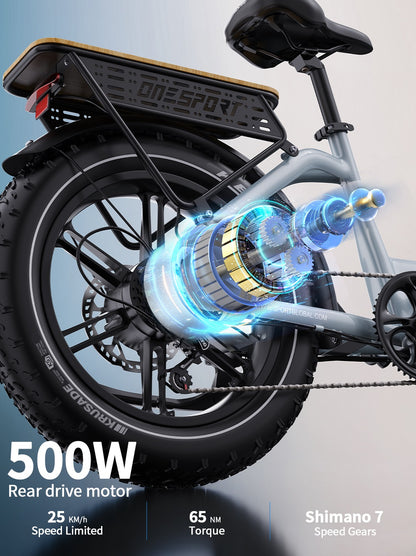 Onesport OT08 Hydraulic Brakes & 20×4.0" Fat Tyres E-Bike