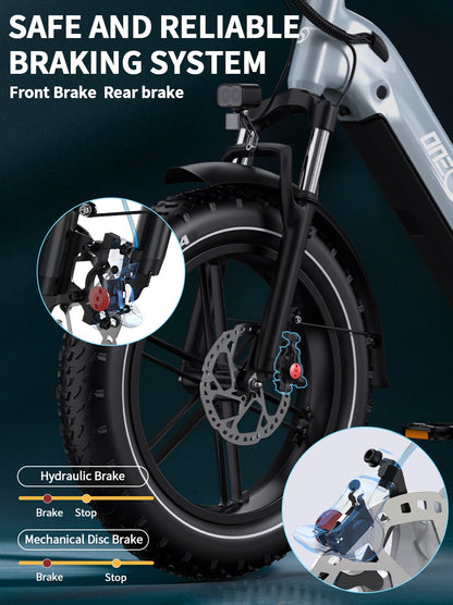 Onesport OT08 Hydraulic Brakes & 20×4.0" Fat Tyres E-Bike