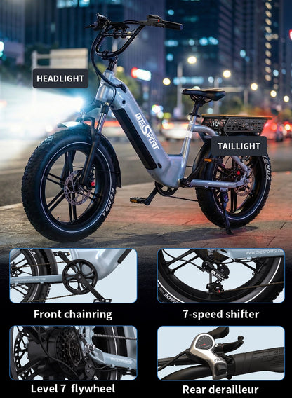 Onesport OT08 Hydraulic Brakes & 20×4.0" Fat Tyres E-Bike