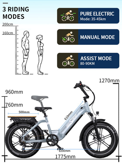 Onesport OT08 Hydraulic Brakes & 20×4.0" Fat Tyres E-Bike