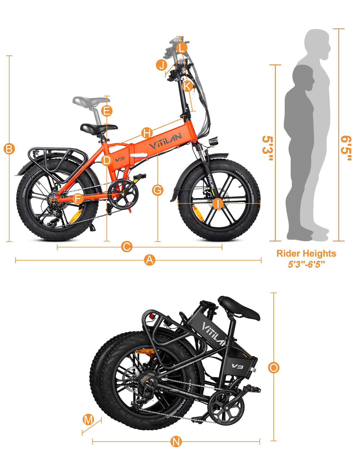 Vitilan V3 2.0 Folding Fat Tires All Terrain Electric Bike