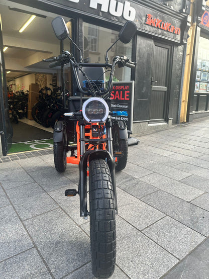 Front view of the Meet One Tour 2.0 electric trike at EcoCycle Hub Wexford.